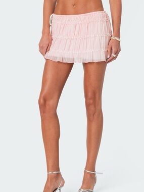 Edikted Abrielle Tiered Chiffon Mini Skirt